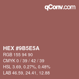 颜色代码: HEX #9B5E5A | qconv.com