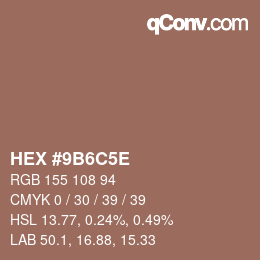 Color code: HEX #9B6C5E | qconv.com