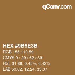 颜色代码: HEX #9B6E3B | qconv.com