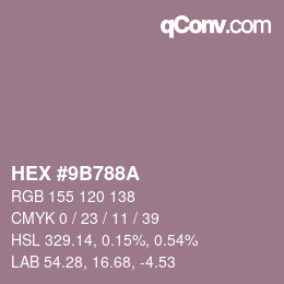 Color code: HEX #9B788A | qconv.com