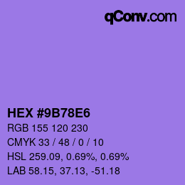 Color code: HEX #9B78E6 | qconv.com