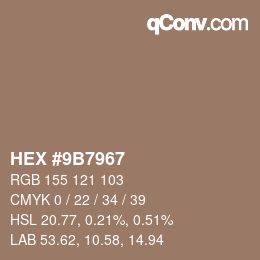 Código de color: HEX #9B7967 | qconv.com