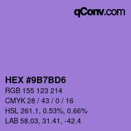 カラーコード: HEX #9B7BD6 | qconv.com