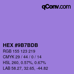 颜色代码: HEX #9B7BDB | qconv.com