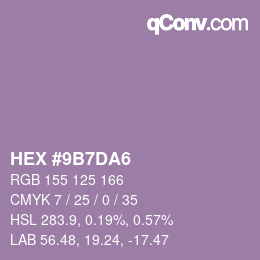 Código de color: HEX #9B7DA6 | qconv.com