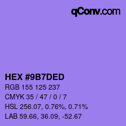 颜色代码: HEX #9B7DED | qconv.com