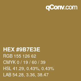 Color code: HEX #9B7E3E | qconv.com