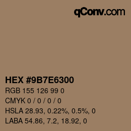 Color code: HEX #9B7E6300 | qconv.com
