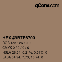 Color code: HEX #9B7E6700 | qconv.com