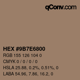 Color code: HEX #9B7E6800 | qconv.com