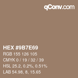 Color code: HEX #9B7E69 | qconv.com