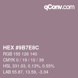 Color code: HEX #9B7E8C | qconv.com