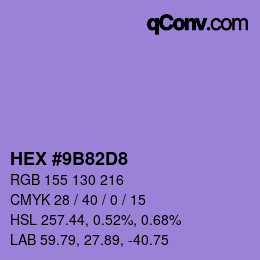 Color code: HEX #9B82D8 | qconv.com