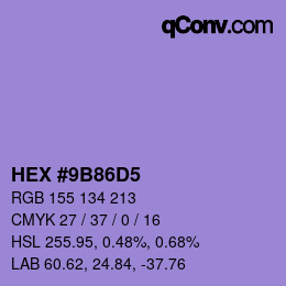 颜色代码: HEX #9B86D5 | qconv.com