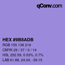 Color code: HEX #9B8ADB | qconv.com