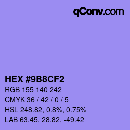 Color code: HEX #9B8CF2 | qconv.com