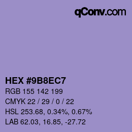 Color code: HEX #9B8EC7 | qconv.com