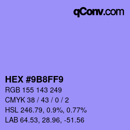 カラーコード: HEX #9B8FF9 | qconv.com