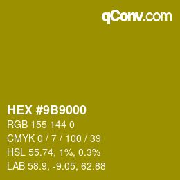 颜色代码: HEX #9B9000 | qconv.com