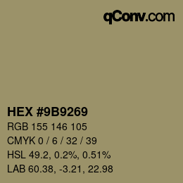 颜色代码: HEX #9B9269 | qconv.com