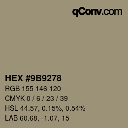 Color code: HEX #9B9278 | qconv.com