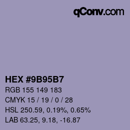 Farbcode: HEX #9B95B7 | qconv.com