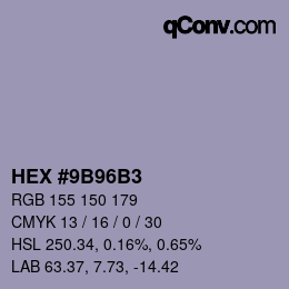 Farbcode: HEX #9B96B3 | qconv.com