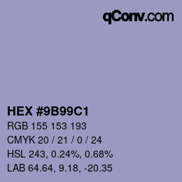 カラーコード: HEX #9B99C1 | qconv.com