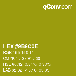 Color code: HEX #9B9C0E | qconv.com