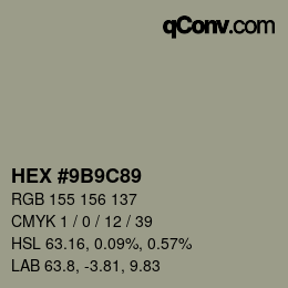 颜色代码: HEX #9B9C89 | qconv.com