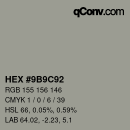 Color code: HEX #9B9C92 | qconv.com
