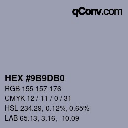 Código de color: HEX #9B9DB0 | qconv.com