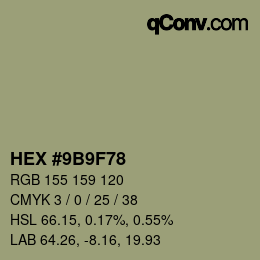 Color code: HEX #9B9F78 | qconv.com