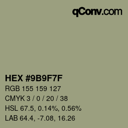 Farbcode: HEX #9B9F7F | qconv.com