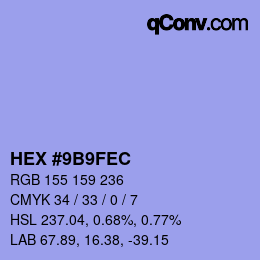 カラーコード: HEX #9B9FEC | qconv.com