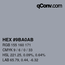 Código de color: HEX #9BA0AB | qconv.com