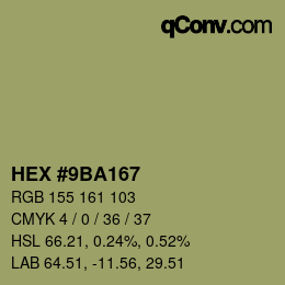 Color code: HEX #9BA167 | qconv.com
