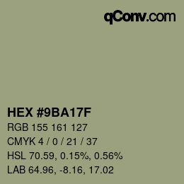 Farbcode: HEX #9BA17F | qconv.com