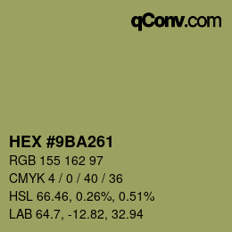 Color code: HEX #9BA261 | qconv.com
