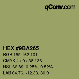 Farbcode: HEX #9BA265 | qconv.com