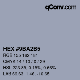 Color code: HEX #9BA2B5 | qconv.com