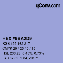 Color code: HEX #9BA2D9 | qconv.com