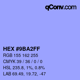 Code couleur: HEX #9BA2FF | qconv.com