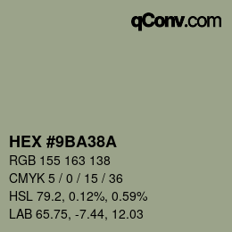 Farbcode: HEX #9BA38A | qconv.com