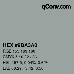 Color code: HEX #9BA3A0 | qconv.com