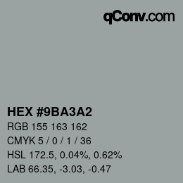 颜色代码: HEX #9BA3A2 | qconv.com