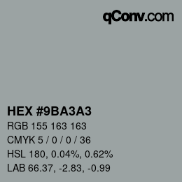 颜色代码: HEX #9BA3A3 | qconv.com