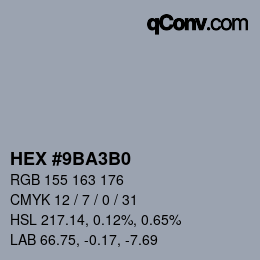 Color code: HEX #9BA3B0 | qconv.com