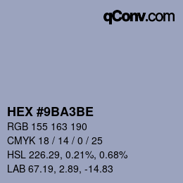 Color code: HEX #9BA3BE | qconv.com