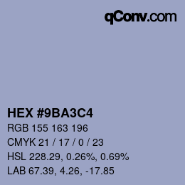 Color code: HEX #9BA3C4 | qconv.com